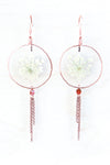 White Queen Anne’s Lace Deckled Hoop Earrings