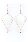 White Ranunculus Diamond-Shaped Hoop Earrings