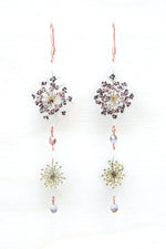 White & Purple Queen Anne’s Lace Beaded Earrings