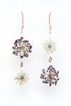 White & Purple Queen Anne’s Lace Pressed Flower Duo Earrings
