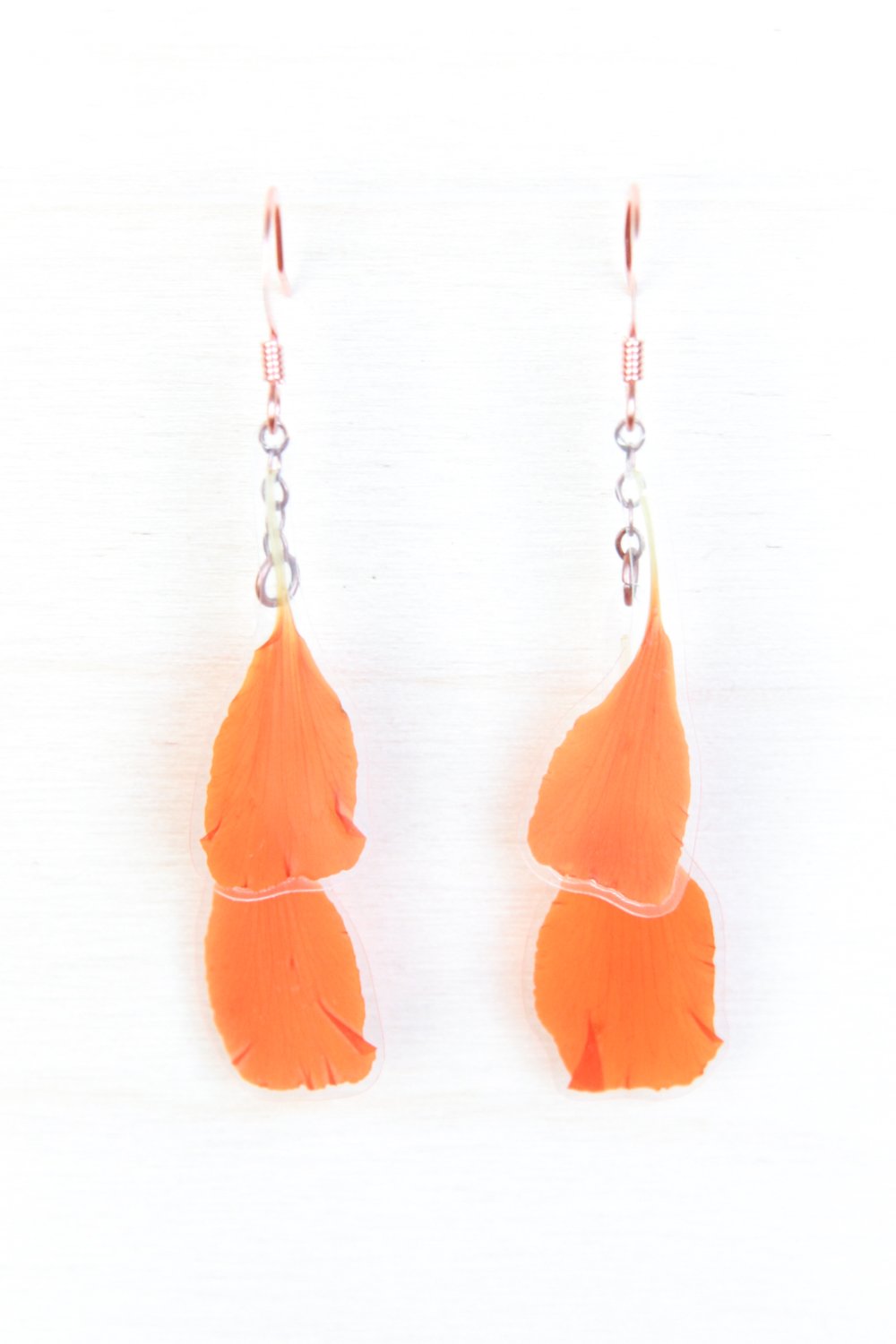Orange Marigold Petal Layered Earrings