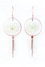 White Queen Anne’s Lace Deckled Hoop Earrings