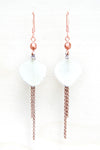 White Hydrangea Petal Earrings with Copper Beads & Dangles