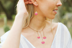 Pink Rose Pressed Petal Drop Earrings