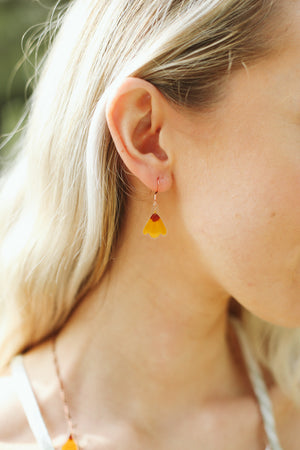 Yellow Coreopsis Pressed Petal Earrings