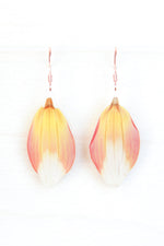 White Orange Dahlia Drop Earrings