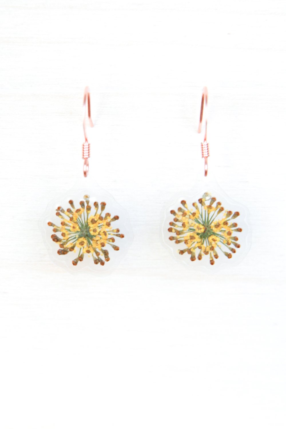 Yellow Fennel Flower Drop Earrings