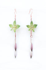 Purple Astrantia & Green Bupleurum Layered Earrings
