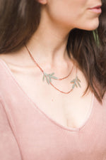Green Dusty Miller Pressed Leaf Layered Necklace