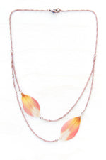 White Orange Dahlia Layered Necklace