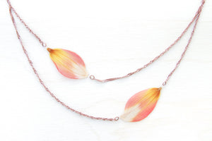 White Orange Dahlia Layered Necklace