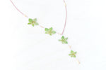 Green Bupleurum Flower Asymmetrical Beaded Necklace