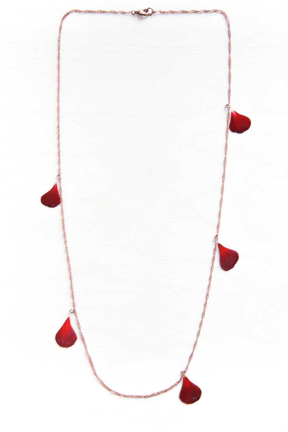 Red Geranium Pressed Petal Confetti Necklace