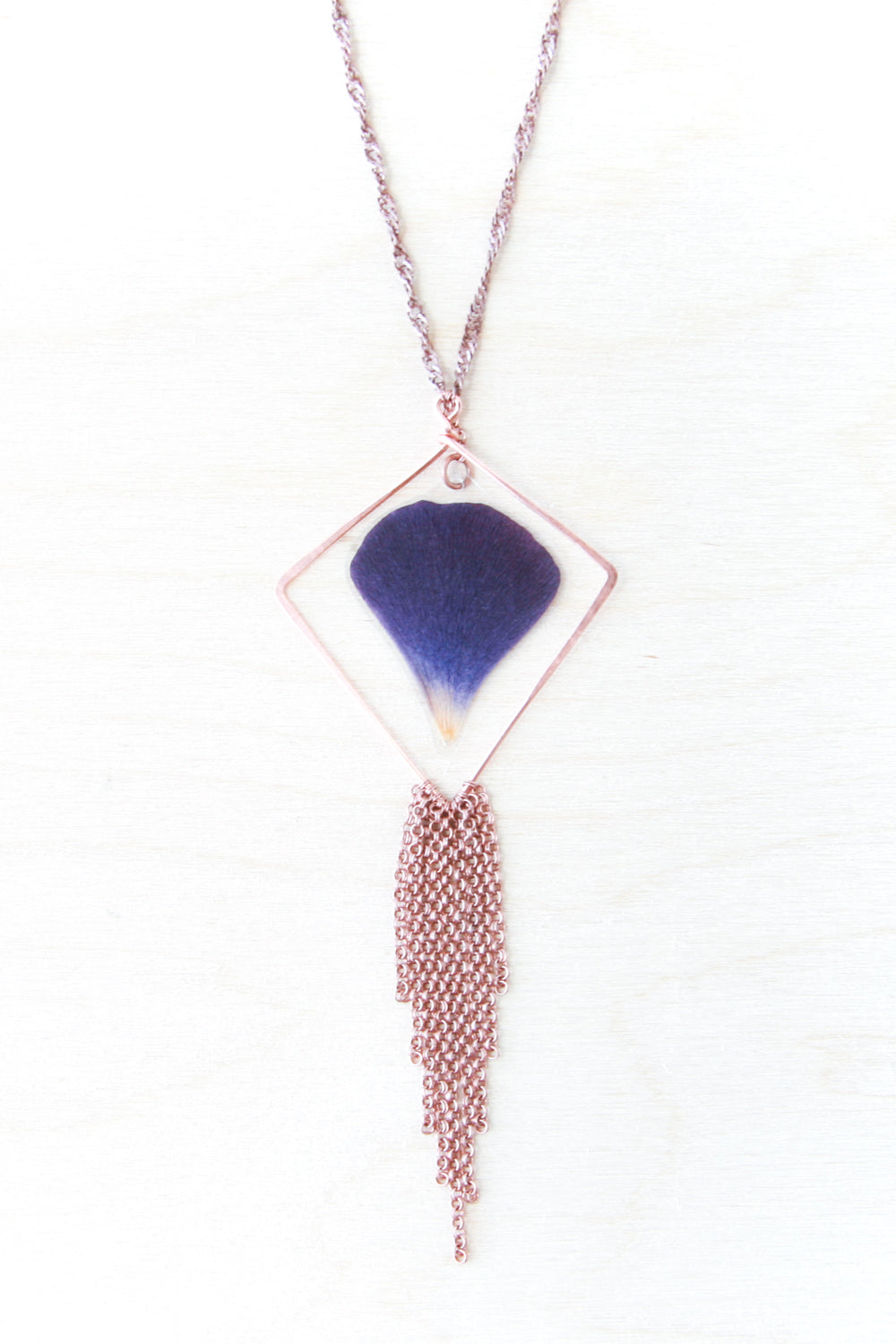 Purple Ranunculus Diamond Hoop Necklace