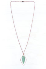 Green Sea Oats Almond-Shaped Hoop Necklace