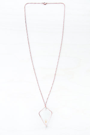 White Ranunculus Diamond-Shaped Hoop Necklace