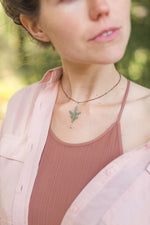 Green Dusty Miller Leaf Beaded Choker Pendant Necklace