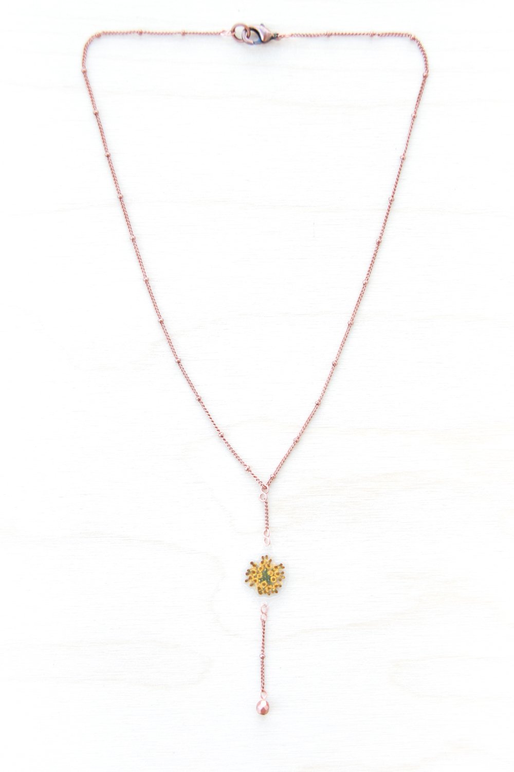 Yellow Fennel Flower Simple Drop Necklace