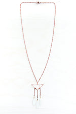 White Shasta Daisy Petal Necklace with Copper Triangle Hoop & Terracotta Beads