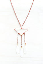 White Shasta Daisy Petal Necklace with Copper Triangle Hoop & Terracotta Beads