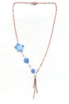 Blue Hydrangea Flower Necklace with Copper Beads & Dangles