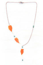 Orange Marigold Beaded Lariat Necklace
