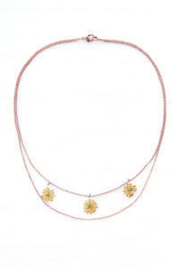 Yellow Fennel Flower Trio Necklace