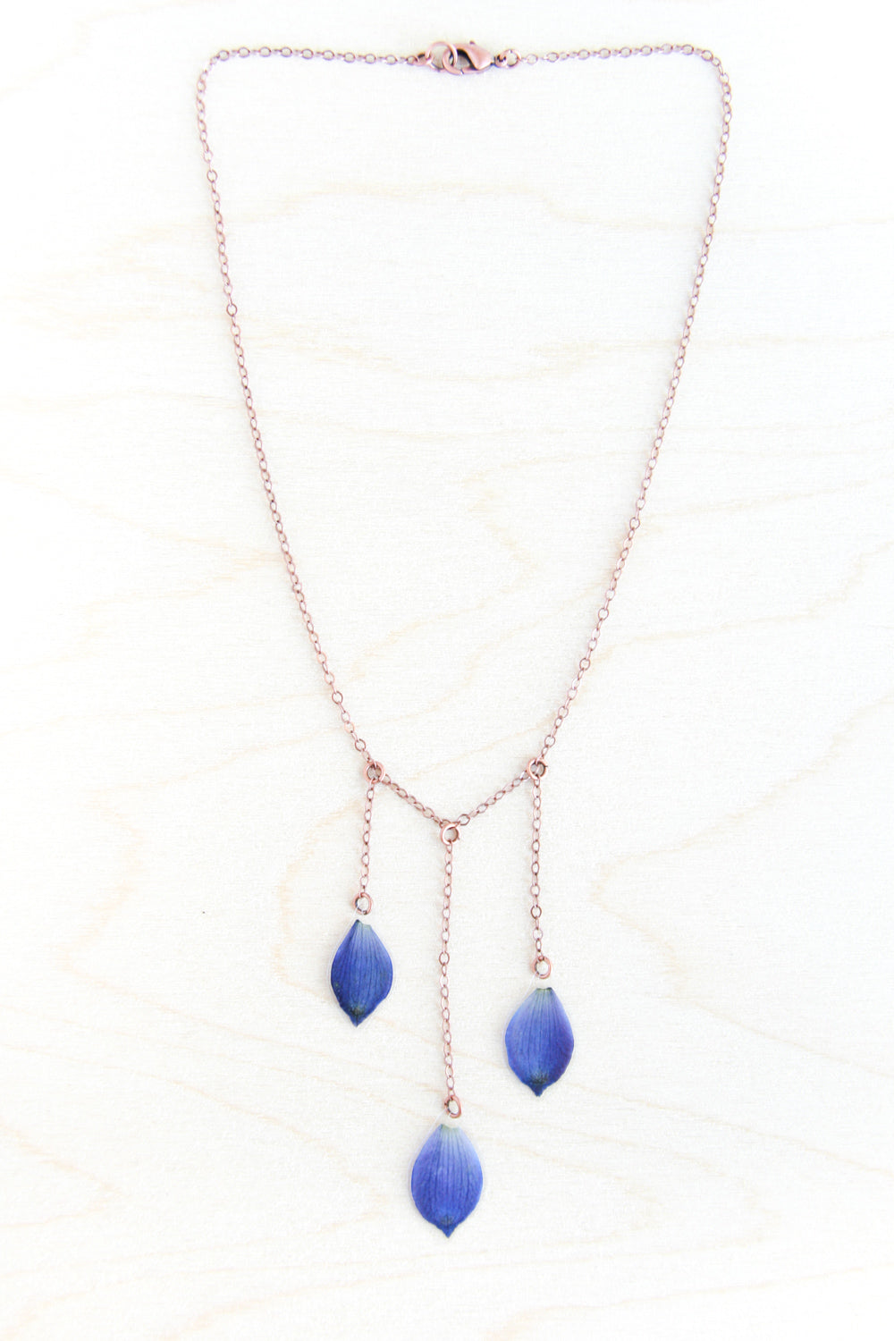Blue Delphinium Pressed Petal Necklace