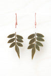 Green Jacaranda Pressed Leaf Earrings