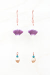Sweet William Pressed Petal Earrings with Teal & Flax Glass Beads