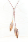 Brown & Yellow Pressed Sunflower Lariat Necklace