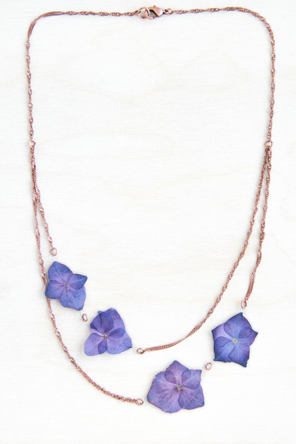 Purple Hydrangea Pressed Flower Necklace