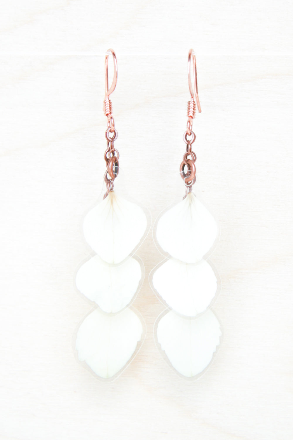 White Hydrangea Pressed Flower Petal Earrings