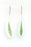 Green & White Snow on the Mountain Pressed Leaf Earrings